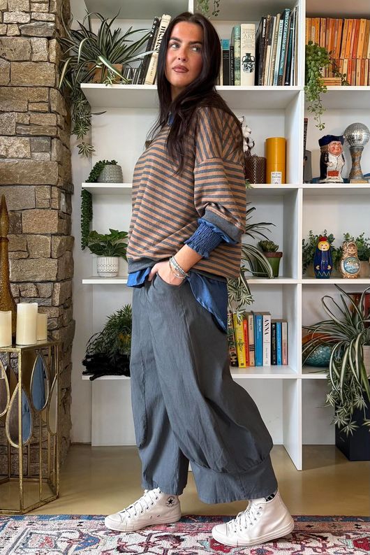 Sunday Morning Relaxed Sweatshirt Grey & Camel
